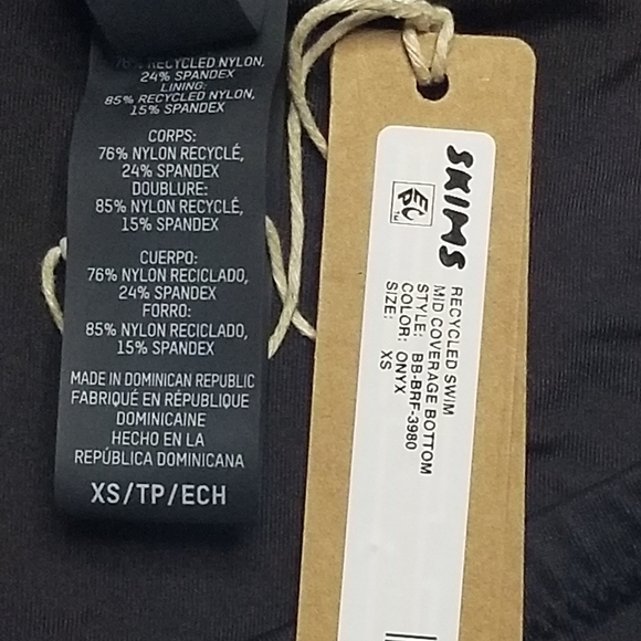 Skims Signature Swim MID WAIST BOTTOM Bikini Panty Onyx Black XSmall NWT - Picture 5 of 6